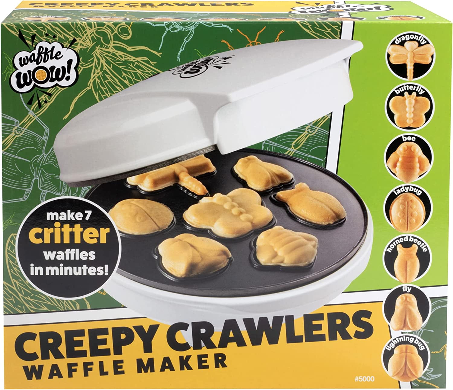 The Original Creepy Crawly Bug Waffle Maker - Makes 7 Fun, Different Insect  - Shaped Pancakes Including a Butterfly, Lady Bug, Bee & More - Electric  Non-stick Waffler, Fun Gift for Kids