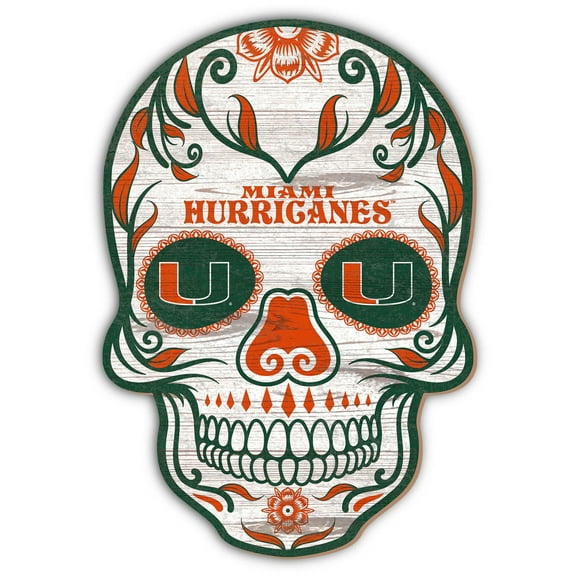 Miami Hurricanes 12'' Sugar Skull Sign