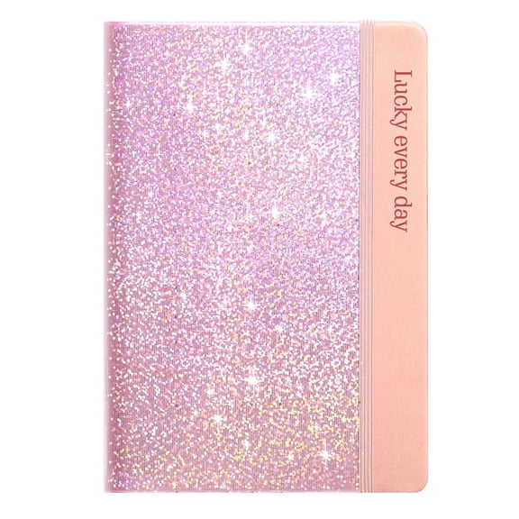 Glitter Notebook, A5 Hardcover Lined Journal, for Back to School Supply, Writing, Note Taking and Daily Use, by Cosmug, Pink