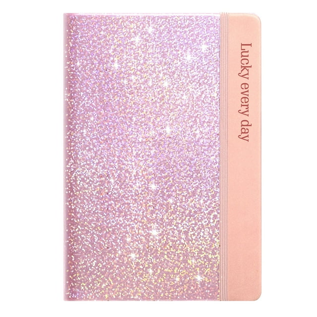 Cahier à Paillettes pour la Rentrée Scolaire 8,3x5,7” 240 Pages Lignées Journal à Paillettes Qui Ne Se Détache Jamais pour Filles Ligné pour Collège Cahiers à Couverture Rigide A5 pour Adolescentes Femmes Écriture Prise de Notes