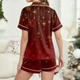 thumbnail image 4 of Wutalume Women's Festive Print Short Sleeve Pajama Set, Casual Button Down Top and Shorts, Christmas Themed Sleepwear,Deep Red XL, 4 of 7