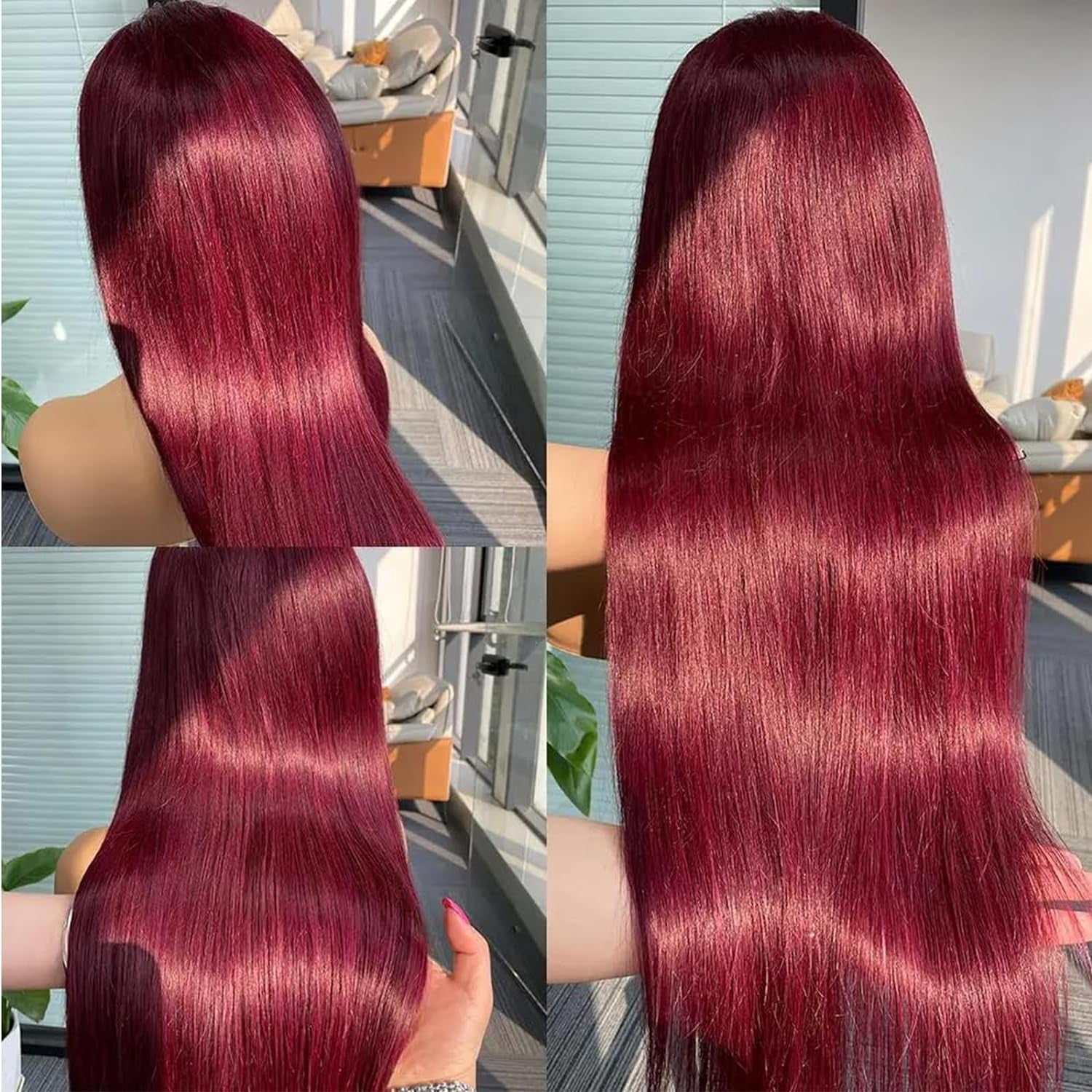 99J Burgundy Lace Front Wigs Human Hair 13X4 Straight 99J HD Lace Frontal Human Hair Wig for Women Pre Plucked Burgundy Transparent Lace Front Wig Colored 180% Density Wine Red Wig