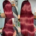 thumbnail image 5 of 99J Burgundy Lace Front Wigs Human Hair 13X4 Straight 99J HD Lace Frontal Human Hair Wig for Women Pre Plucked Burgundy Transparent Lace Front Wig Colored 180% Density Wine Red Wig, 5 of 7