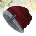 thumbnail image 1 of RUNROTOO Mens Beanie 1Set Warm Knit Hat in Wine Red for Cold Weather Protection, 1 of 6