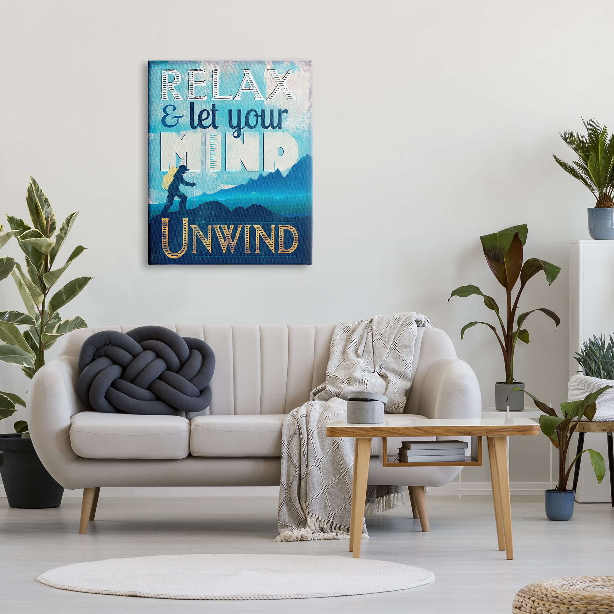Stupell Industries Unwind Hiking Nature Inspirational Painting Gallery Wrapped Canvas Art Print Wall Art, 30 x 40