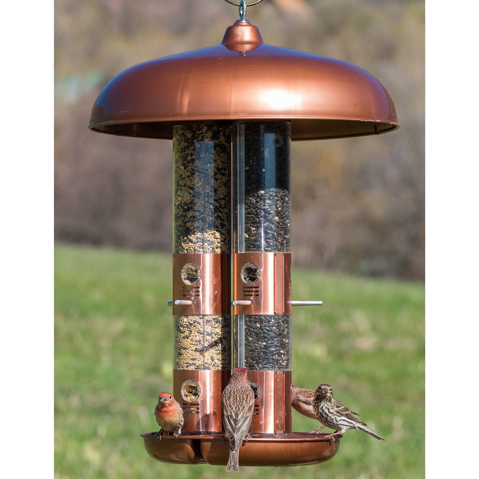 Triple Tube Bird Feeder Outdoor Tree Hanging Pole Mounted 10 lb Seed