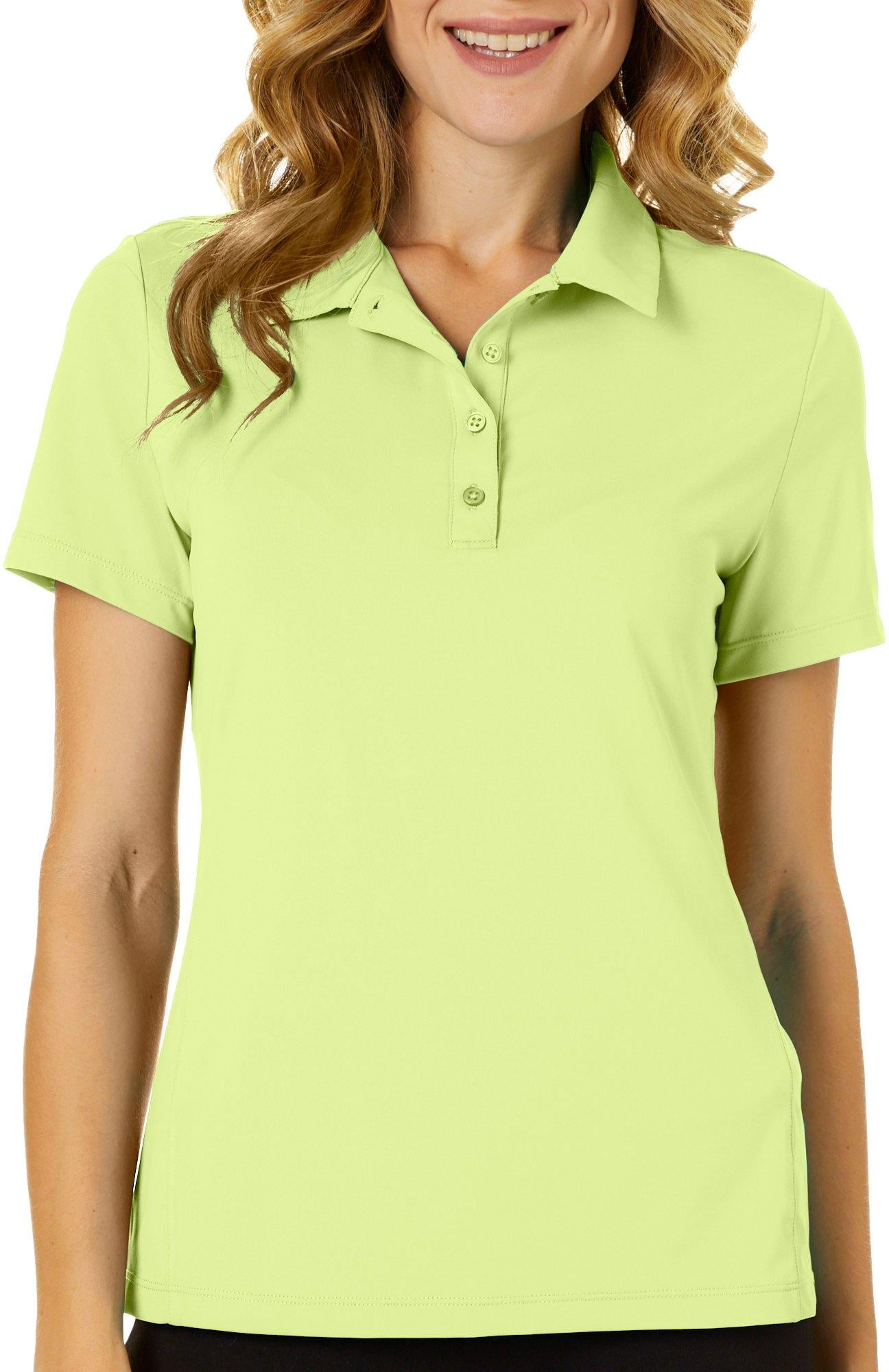 Lillie Green Plus Solid Short Sleeve Polo Shirt 3X Sunny Yellow 