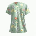 thumbnail image 4 of TOWED22 Holiday Scrub Tops for Women Short Sleeve Vneck Stretchy Nurse Workwear Uniforms Cute Printed 2 Pockets Scrub Shirt(Light Green,XL), 4 of 6