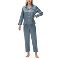 thumbnail image 2 of Womens Silk Satin Pajamas Set Long Sleeve Button Down Sleepwear 2 Piece Lounge Set Pj Set, 2 of 5