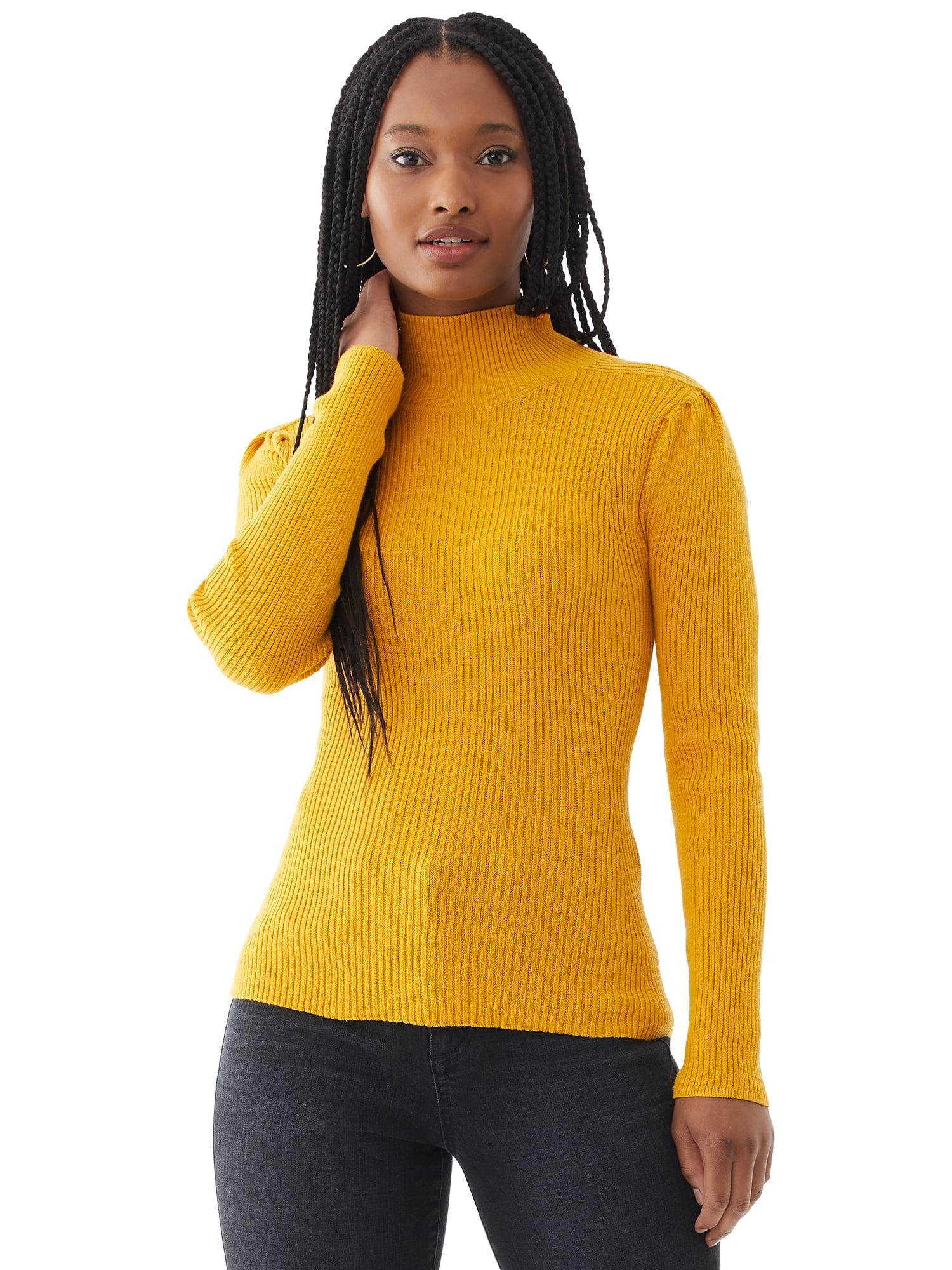 Turtleneck Sweater Womens Mustard Sweater Buy STREET Yellow Ribbed