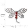 thumbnail image 3 of 925 Sterling Silver Polished Rhodium Garnet Dragonfly Pendant Necklace 19x27mm Wide Pendant for Women, 3 of 4