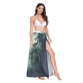 thumbnail image 2 of FORMRS Womens Long Sarong Beach Wrap Semi-Sheer Bikini Skirt Bathing Swimsuit Cover Up, Green Forest, 2 of 7