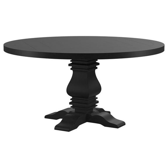 Pemberly Row Wood Round 60-inch Pedestal Base Dining Table Black