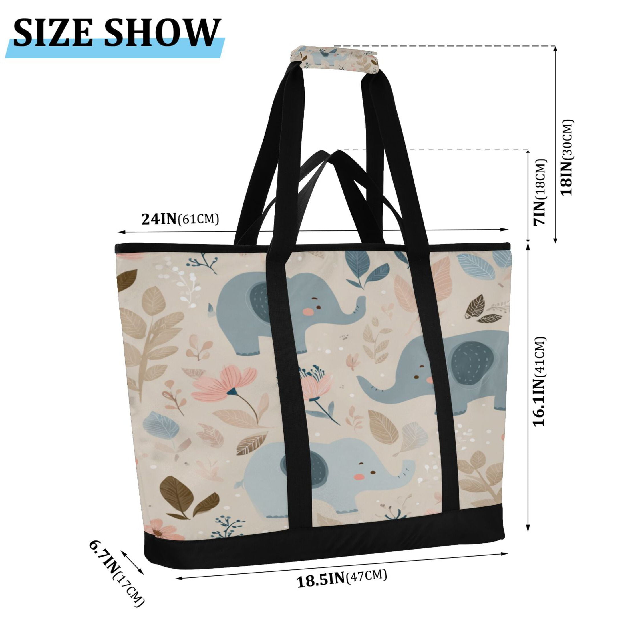 Large Hand-held Ice Pack Picnic Bag Insulation and Refrigeration Suitable for Shopping Picnics and Camping Cute Little Elephant