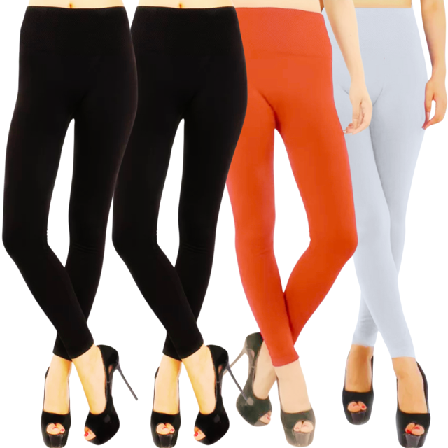 Pack 4 Colores Leggins Faja Termicos Afelpados Unitallas Yoga UNITALLA