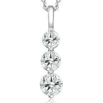 Pompeii 2 Ct Three Diamond Pendant 14K White Gold 3 Stone Lab Grown Necklace (G/H,VS)