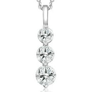 Pompeii3 2 Ct Three Diamond Pendant 14K White Gold 3 Stone Lab Grown Necklace