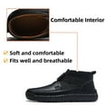 thumbnail image 2 of Men's Casual Leather Boots Adjustable Strap Buckle Slip-On High Top Sneakers Boots Fashion Handmade Lightweight Comfortable Black 10 US, 2 of 7