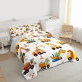 thumbnail image 3 of Homewish Yellow Car Truck Full Size Comforter Sets for Kids, Cartoon Vehicle Bedding Comforter Set, Funny Dinosaur Car Reversible Bedding Sets, Lightweight Room Decor, 3 Pieces, 3 of 8