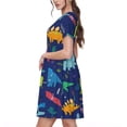 thumbnail image 2 of Balery Dinosaurs Vestidos sueltos de manga corta para mujer, vestidos de verano 2025, vestidos casuales de corte A con vuelo., 2 of 6