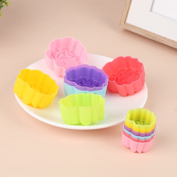 5Pcs 3/5cm Lotus Silicone Mold Cake Muffin Baking Nonstick Reusable Molds