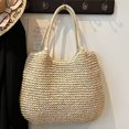 thumbnail image 5 of husxh Women Vintage Shoulder Bag Large Capacity Retro Straw Handbag Hasp Closure Simple Weaving Handbag Ladies Summer Daily Bag, 5 of 9