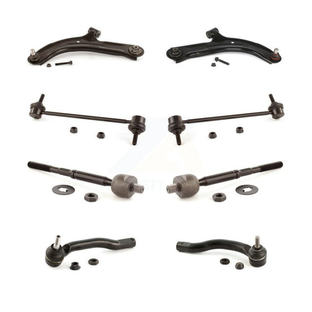 TOR Front Suspension Control Arm and Ball Joint Assembly Steering Tie Rod End Stabilizer Bar Link Kit (8Pc) for Car Nissan Versa Cube - Left Right Side (Driver Passenger) KTR-100549