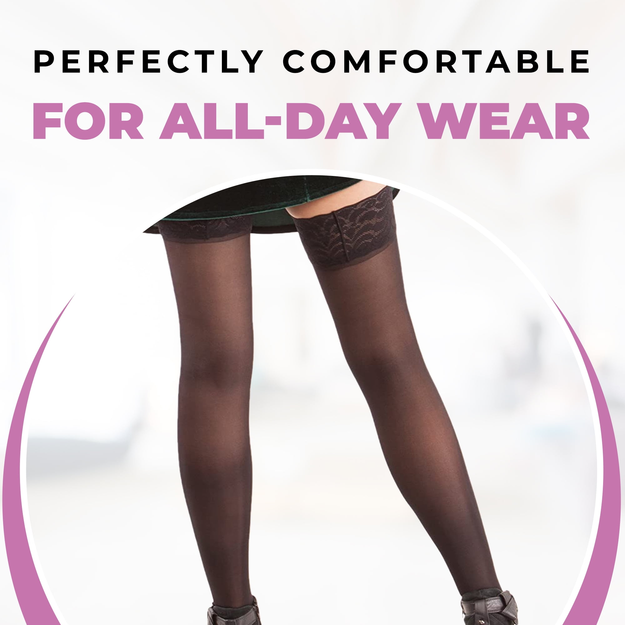 ITA-MED Sheer Compression Socks for Women, 20-30 mmHg, Thigh High, Closed  Toe 