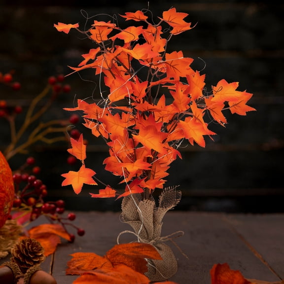 OUNONA Autumn Lighted Maple Tree Battery Powered for Tsgiving Decor