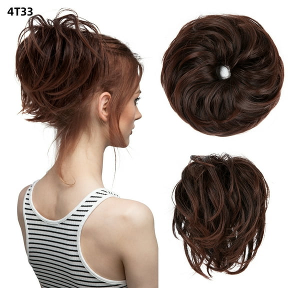 XmhyTop Textured Messy Updo Hair Bun with Side Comb Clip-in, Adjustable Chignon Bun for Natural-Looking Style, Versatile Synthetic Hair Scrunchies for Women & Girls,Chocolate Brown