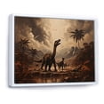 thumbnail image 2 of Designart "Vintage Landscape of Jurassic Dinosaurs II" Animals Framed Wall Art - Modern Brown Dinosaur Living Room Framed Canvas Art, 2 of 6