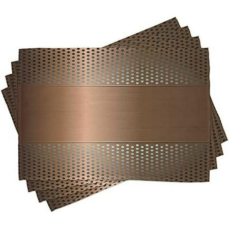 

Industrial Place Set Of 4 Perforated Grid Plate Steel Dots Illustration Futuristic Technology Theme Washable Fabric Place For Dining Table Standard Size Bronze Ombre