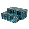 thumbnail image 6 of Dory Decorative Box Set of 2, Deep Blue Black Faux Marble Accent Glass, 6 of 7