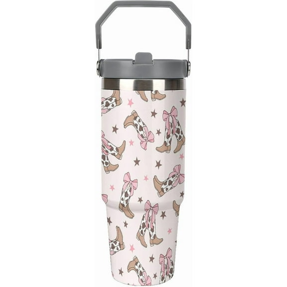 Stainless Steel Tumbler with Lid And Straw 30 Oz Top Handle Duck Hunting Camo Leakproof Vacuum Insulated Water Bottle for Car Travel