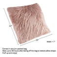 thumbnail image 2 of Somerset Home  2-Piece Himalayan Faux Fur Pillow for Adult - 22” Square Cover & Insert, Pink, 2 of 6
