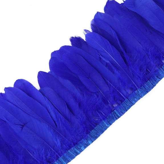 HUONA 2M Feather Fringe Trim Feather Tassels Fluffy Feather Fringe Trimming DIY Feather Clothing Hat Stage Performance Props Handmade Goose Feather Decoration Royal Blue