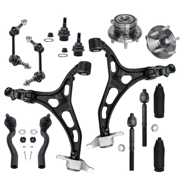 Detroit Axle - 14pc Front End Kit for 2011-2015 Dodge Durango Jeep Grand Cherokee, Lower Control Arms Tie Rods Sway Bars Lower Ball Joints Wheel Bearing Hubs Boots 2012 2013 2014 Replacement