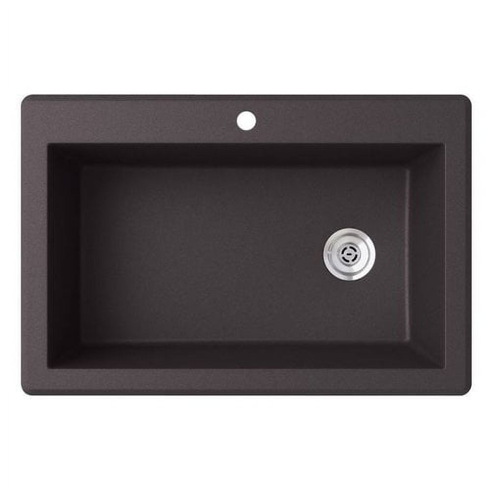 Swan Drop-in Granite 1-Hole Single Bowl Kitchen Sink, 33" x 22", Espresso