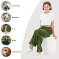 thumbnail image 6 of Rolanko Girls Cargo Pants Wide Leg Loose Cargo Trousers with Pockets Streetwear Kids Pants 4-15 Years, 6 of 7