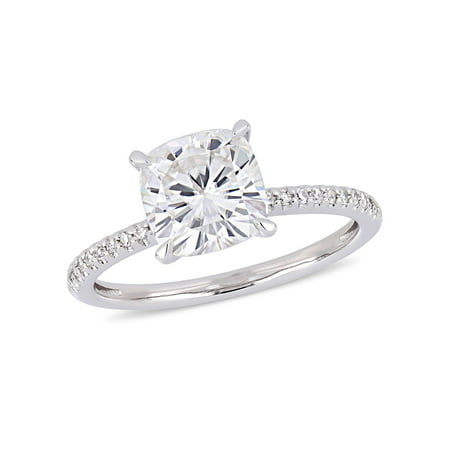2 Carat T.G.W. Moissanite and 1/10 Carat T.W. Diamond 14kt White Gold Engagement