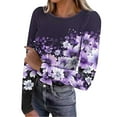 thumbnail image 2 of Nmnitkp Womens 2025 Summer Fall Long Sleeve Shirts Ribbed Knit Fitted Basic Tee Going Out Tops Underscrub Casual Outfits Purple,XL, 2 of 8
