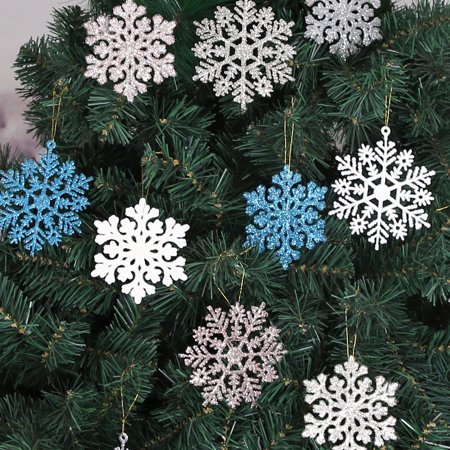 30 Pièces Flocons De Neige Plastique Décoration Noël - Ornements Suspendus Blancs Pour Sapin
