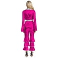 thumbnail image 2 of iiniim Retro 70s Disco Costume for Women 70s Outfits Shiny Movie Star Flare Jumpsuit Hippie Rompers Hot Pink XXL, 2 of 7