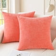 thumbnail image 1 of wonima02 CaliTime Throw Pillow Covers Decorative 24 X 24 Inches Pack of 2 Cozy Chenille Cushion Cases for Couch Sofa Bed Living Room Home Living Coral, 1 of 1