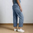 thumbnail image 5 of JGGSPWM Straight Leg Jeans for Women Fashion Multiple Pockets High Waisted Barrel Cropped Casual Stretchy Wash Cargo Jeans Full Length Pants Blue XXL, 5 of 5