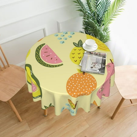 

ZICANCN Round Table Cloths 60 Inch Cartoon Fruit Table Cover Waterproof Washable Outdoor Picnic Tablecloth
