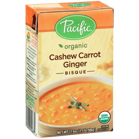 (2 Pack) Pacific Foods Organic Cashew Carrot Ginger Bisque, 17.6-Ounces