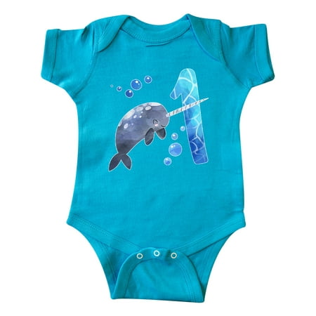 

Inktastic Cute Narwhal 1st Birthday Gift Baby Boy or Baby Girl Bodysuit
