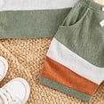 thumbnail image 5 of Xudanell Toddler Boy Clothes Color Block T Shirt Shorts Outfits Embroidered Active Short Pants Two Piece Set Green 6-12 Months, 5 of 8
