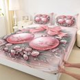 thumbnail image 3 of Feelyou Pink Xmas Ball Twin Sheet Sets, Dreamy Christmas Plant Botanical Twin Fitted Sheet, Teen Kid Boy Girl Flat Sheet, Lightweight Room Decor, 3pcs, 3 of 7
